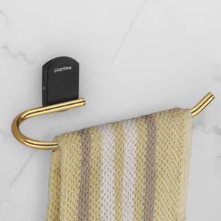 Plantex 304 Grade Stainless Steel Napkin Ring/Towel Ring/Towel Hanger for Bathroom(Parv) Gold & Black Towel Holder