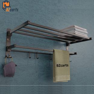 Bzcarts by Bzcarts Black 1 Piece Folding Rack for Kitchen | Hanger | Bathroom Accessories Black towel rack | towel holder for kitchen | towel holder for wash basin | Towel Holder