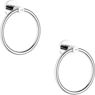 Prestige Round Shape Bathroom and Kithchen chrome Towel Holder- Pack of -2 Towel Holder (Stainless Steel) SILVER Towel Holder