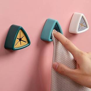 RAIYARAJ Paste Towel Plug Plastic Kitchen Towel Plug Hooks Holder Wall Mounted Punch Free Multicolour Towel Holder