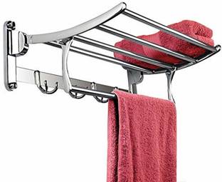 Plantex Stainless Steel Folding Towel Rack (24 Inch,Silver) Silver Towel Holder