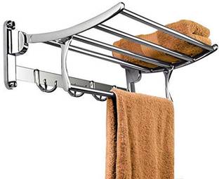 Plantex Platinum High-Grade Folding TowelRack/Stand/Hanger/Bathroom Accessories(24 Inch) Chrome Finish Towel Holder