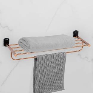 Plantex 304 Stainless Steel 24-inch Towel Rack/Stand/Towel Hanger for Bathroom (Parv) Rose Gold & Black Towel Holder