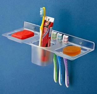 Flipkart SmartBuy ABS Plastic multipurpose 4 in 1 Paste-Brush, Soap Stand/Tumbler (pack of 1) transparent Towel Holder