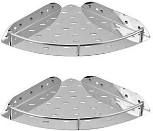Hardik Stainless steel corner size 10 inch 2 pcs pack Steel Wall Shelf Stainless Steel Wall Shelf