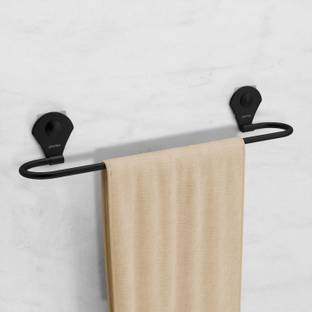 Plantex Self-Adhesive Steel Towel Rod/Towel Bar/Towel Holder/Towel Hanger for Bathroom Black Towel Holder