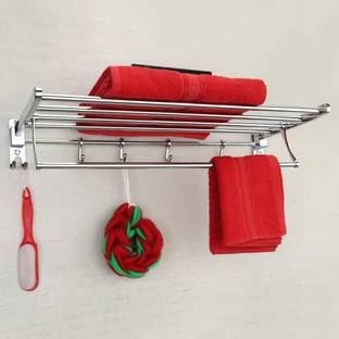 Pillu High Grade Folding Towel Rack/stand for Bathroom(2 Feet Long) 24 inch 5 Bar Towel Rod