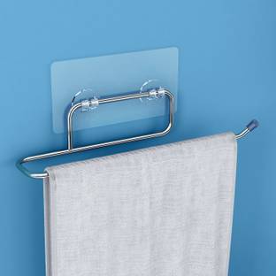 Plantex Self Adhesive Towel Holder/Napkin Hanger/Towel Ring for Bathroom- Pack of 1 Silver, Chrome Towel Holder