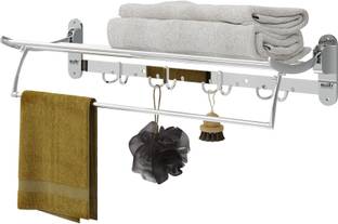 GLOXY by GLOXY Premium Stainless Steel Folding Towel Rack for Bathroom/Towel Stand/Towel Hanger/Bathroom Accessories(24 Inch-Chrome Finish)- Pack of 1 Silver Towel Holder