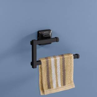 Plantex Stainless Steel 304 Grade Squaro Napkin Ring/Towel Hanger/Bathroom Accessories Black Towel Holder
