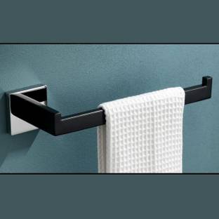 LUXIUR Towel Hanger for Bathroom, Towel Ring, Kitchen Accessories Item Holder, 304Grade Black and Chrome Towel Holder