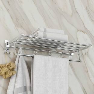 Pillu High Grade Folding Towel Rack/stand for Bathroom(2 Feet Long) 24 inch 5 Bar Towel Rod