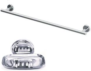 PMO Towel Rod and Soap Dish for Bathroom- Hangers Bar Soap Holders 1 year warranty 24 inch 1 Bar Towel Rod