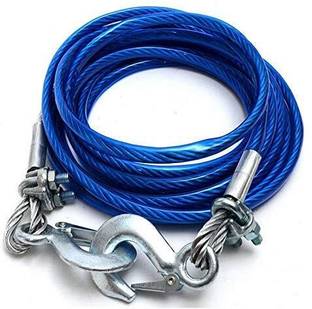 Auto Ryde 7 Ton Stainless Steel Wire Tow Rope with Self-Locking Hooks 4 m Towing Cable