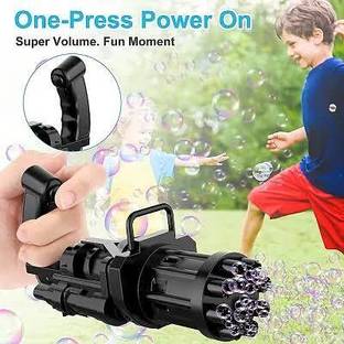 Citrine One Tap Gatling Bubble Maker Toy With 8 Hole Rainbow Colour Toy Bubble Maker