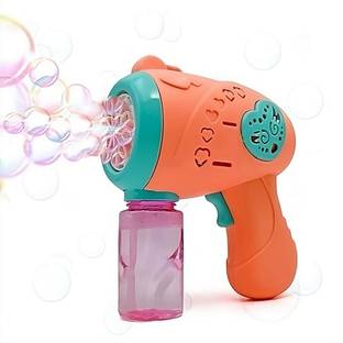 HappyBive Automatic Bubble Gun Machine Leak-Proof Design with 1 Bubble Solution for Kids|4 Toy Bubble Maker