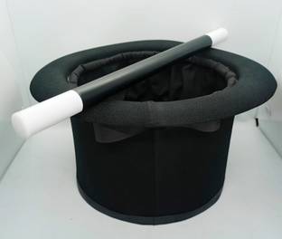 A SARKAR MAGIC SHOP MAGIC HAT WITH JUMPING MAGIC WAND SET / MAGICIAN HAT & RISIING WAND 2 Magic Tricks