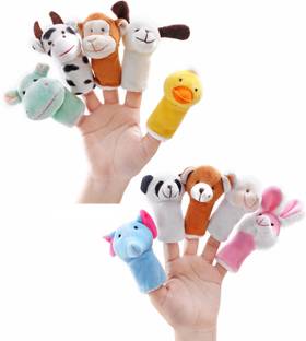 Play Nation 10 Pcs Non-Toxic Animal Finger Puppets for Babies | Mini Colorful Washable Finger Puppets