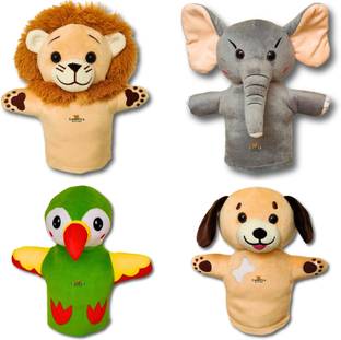 Chamantricks Storytelling Hand Puppets | Lion, Elephant, Dog & Parrot Puppets | Animal & Bird Hand Puppets