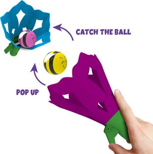PlayMagic Flowers & Bees|Pop and Catch Ball Launcher Game|Indoor Outdoor Toy Set Badminton Kit