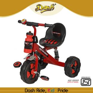 Dash Motocross Stylish Tricycle with Strong Frame, Cute Bell n High Back Rest (Red) MOTOCROSS_RED Tricycle