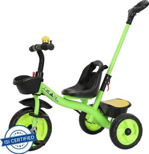 Little Olive Little Toes Tricycle - Green 2 in 1 Tricycle with Push Bar and Footrest for Kids Tricycle