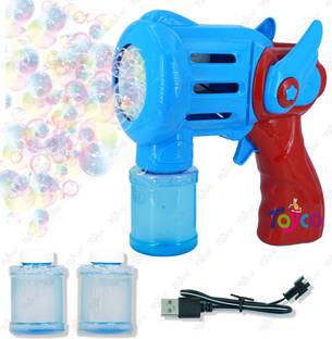 Toyco 15 Holes Unlimited Bubble Machine RECHARGEABLE Toy Gun with Two Refill Bottles__ Guns & Darts