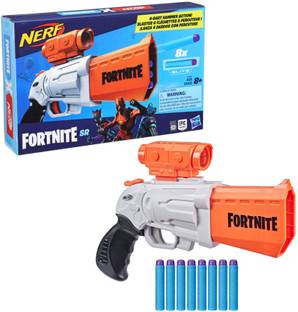 Nerf Fortnite SR Blaster, 4-Dart Hammer Action, Removable Scope and 8 Darts, For Youth, Teens, Adults Guns & Darts