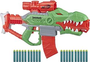 Nerf DinoSquad Rex-Rampage Motorized Dart Blaster, 10-Dart Clip, 20 Official Darts Guns & Darts