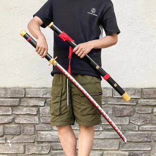 Mubco One Piece Roronoa Zoro Enma Katana Wooden Cosplay Sword Anime Collectibles 99cm Maces & Swords