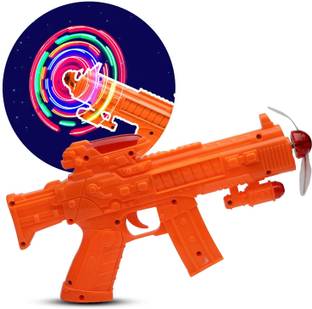 HappyBive Battery Operated Rotating Fan Space Toy Gun with LED Lights & Sound for Kids|K06 Guns & Darts