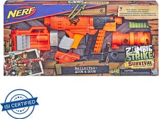 Nerf Nailbiter: Zoom & Doom Zombie Strike Toy Blaster with Indexing Clip, Stock, Barrel, 16 Official Zombie Strike Elite Darts For Kids, Teens, Adults Guns & Darts