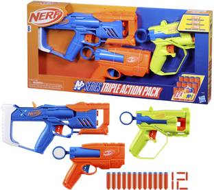 Nerf N Series Triple Action 3-Blaster Pack, 12 N1 Darts, Outdoor games, Ages 8+ Guns & Darts