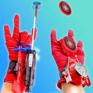 Uneeke Shape Spiderman web & disc shooter real gadget toy for kids with gloves & rope combo Darts & Plastic Bullets