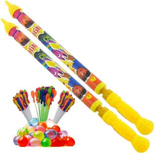 Brown Leaf (2 Pichkari + 3 Magic Balloons)for Kids Holi & Summer Pool Party Fun Water Gun