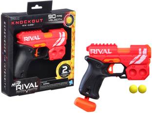 Nerf Knockout XX-100 Blaster -Team Red, Round Storage, 85 FPS Velocity, Breech Load -- Includes 2 Official Rival Rounds Guns & Darts