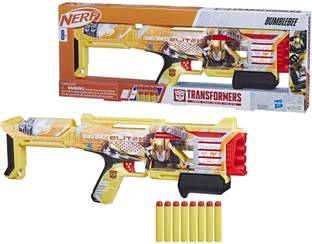 Nerf Transformers Bumblebee Dart Blaster, 8 Elite Darts, Pump Action, Age 8+ Unisex Guns & Darts