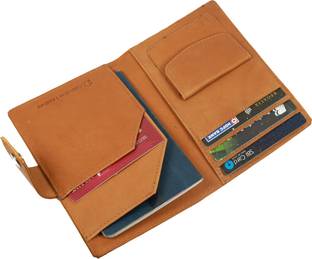 Style 98 Genuine Leather Passport Holder Cover Case Travel Wallet (Tan)))