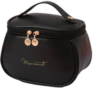 Trendegic PU Leather Travel Toiletry Cosmetic Makeup Carry Bag Organizer for Women Girls