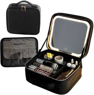 NESTIC Travel Makeup Bag with LED Lighted Make up Case with Mirror
