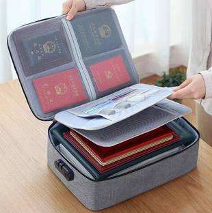 Rossella Zipper Travel Document File Organizer Multiple Folder Bag With Safety Code Lock