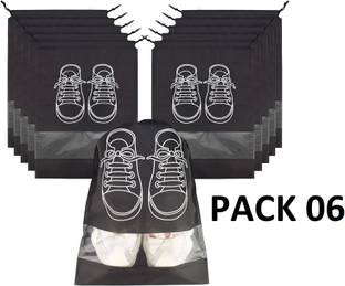 BlackBoxes Shoe Bag for Travel & Storage Travel Organizer for Women & Men (Pack of 6|Black)