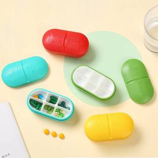 SARVANGAH Portable 6-Slot Capsule Shape Pill Medicine Storage Pill Box.