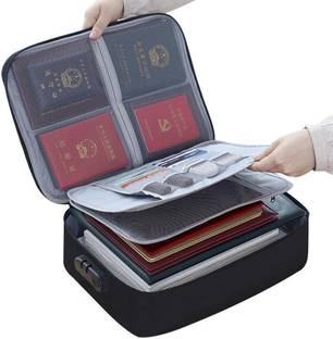 Luxula Zipper Travel Document File Organizer Multiple Folder Bag with Safety Code Lock