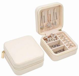 CareVego Leather Small Size Jewellery Storage Case for Earring Necklace Ring Accessories