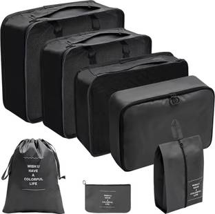 Trendegic 7 PCS Luggage Packing Laundry Cubes Organizer Carry Suitcase Clothes Bag Set Travel Toiletry Kit