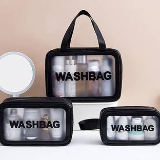 SimpliQure Cosmetic Pouch Set of 3 | Makeup & Toiletry Organizer for Women Travel Toiletry Kit