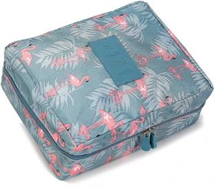 ABTRIX WITH AB Foldable Travel Makeup Cosmetic Toiletry Storage Bag Kit with Mini Pouch, Blue