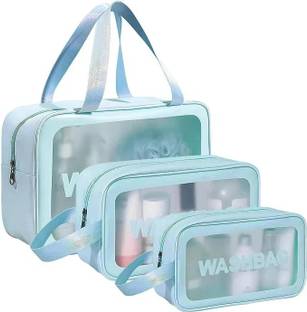 Gadhiyashopping Cosmetic Bag Pouch Transparent Pvc Wash Bag (Blue)
