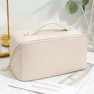 Grilazza Large-Capacity Portable PU Leather Cosmetic Storage Makeup Pouch Organizer